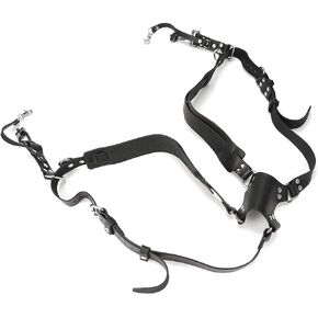 Fdit Lightweight Anti‑Breakage Leather Camera Strap Double Shoulder Harness Strap for DSLR Cameras(23 * 17 * 6cm-1#)
