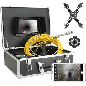 Sewer Camera, Sewer Camera Pipe Inspection Equipment With Locator 7inch Monitor WiFi Wireless DVR 20M/30M/40M/50M Pipe Inspection Video Camera,IP68 HD 1000TVL With 12PCS LED Lights(20m)