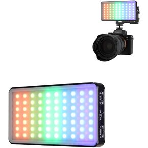 RGB Video Light with Cold Shoe Mount, 12W Full Color 2700 to 10000K 360° Rotating On Camera Light, LED Camera Light Panel for Photography Video Conference Lighting