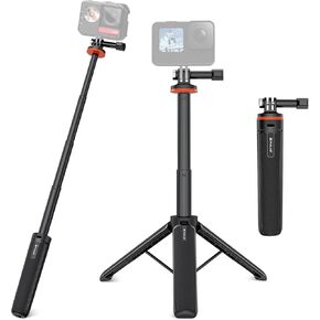 PULUZ Selfie Stick Tripod for Action Cameras, 20" Extendable Tripod Stand Magnetic Suction Quick Release Vlog Accessories Handle for Action Cameras