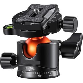 K&F Tripod Camera Ball Head 360° Rotation Panoramic 1/4" to 3/8" Srew Adapter Quick Release for DSLR Tripod Monopod(16KG Load D)