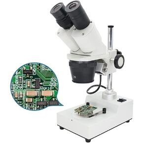 Binocular Stereo Microscope, 20X-40X Magnification, Top LED Illumination, Mobile Phone Adapter for PCB Soldering, Jewelry, and Industrial Repairs
