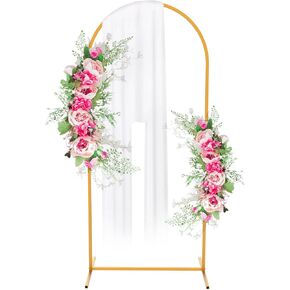Wedding Arch Backdrop Stand,Gold Metal Door Arched Backdrop Frame Arches Backdrop Stand for Wedding Birthday Graduation Anniversary Celebration Opening Ceremony(6x2.6FT)