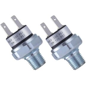 2pcs 120-150 PSI Air Compressor Pressure Switch,1/4"-18 NPT Air Pessure Switch,Small Multi-purpose Pressure Switch,Pressure Controller and Differential Pressure Switch