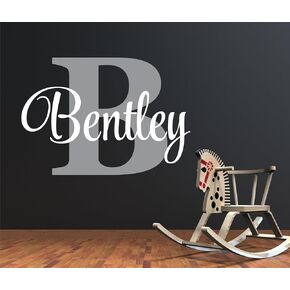 Decor Designs Decals Boys Adorable Custom Name, Personalized Vinyl Wall Art Decal Sticker, Babies Nursery and Childrens Bedroom Decor (Multiple Size Choices) (Name with Initial)