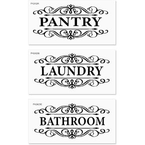 3 Pcs Vinyl Wall Stickers Laundry Room Pantry Bathroom Decal, Vinyl Door Art Stickers for Bathroom Living Room, Door Art Signs Wall Sticker for Store Decoration(11.8x5.9inch)