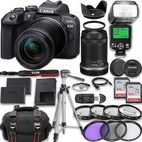 Canon EOS R10 Mirrorless Camera RF-S 18-150mm is STM Lens + Accessories Included: 2X 64GB Memory Cards, TTL Flash, Extra Battery, Case, Tripod & More (Renewed)