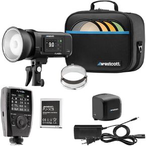 Westcott FJ400 II 400Ws Touchscreen Strobe with FJ Pro AC and DC Battery Bundle with ProMax AC and DC Battery, Universal Wireless Flash Trigger, and Lithium-Ion Battery (4 Items)