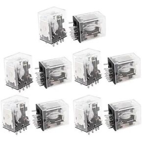 10 Pcs HH54PL DC 220V Coil 4PDT Green LED Lamp Light Purpose Power Relay