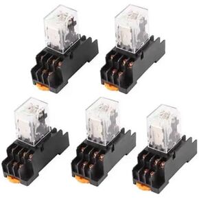 HH53PL DC 24V Coil 3PDT 11Pin 35mm DIN Rail Electromagnetic Power Relay 5 Pcs
