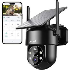 Solar Security Camera Wireless Outdoor, 2K 360° View Cameras for Home Security, Color Night Vision, AI & PIR Motion Detection, 2-Way Audio, 5200mAh+3.2W Solar, IP65, SD/Cloud Storage