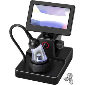 Diamond Girdle Viewer, 50-1500X LCD Digital Microscope, with LED Fill Light, 360° Rotating Screen, 4.3Inch LCD Screen, for Diamond Waist Code Magnifying
