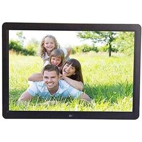 15-Inch Digital Photo Frame HD Display, Multi-Format Support, USB/SD/Audio, Calendar Clock, Sleek Black & White Design
