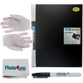 Itoya Art Profolio Original Storage Display Book (18 x 24) 24 Pages for 48 Views + Lintless Cotton White Gloves (Large, Pair) + Sharpie Fine Point Permanent Marker (Black) + Photo4Less Cleaning Cloth