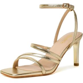 Mostrin Strappy Heels for Women Ankle Strap Lace Up Square Open Toe Heels Stiletto High Heeled Sandals