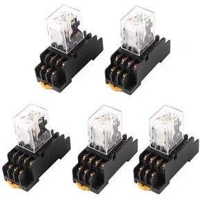 HH54PL AC 36V Coil 4PDT 14Pin 35mm DIN Rail Electromagnetic Power Relay 5 Pcs