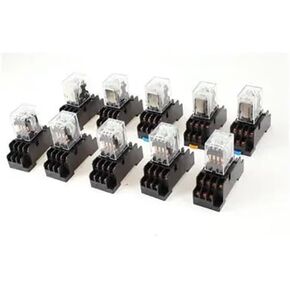 10pcs DC 12V Coil 4PDT 14PIN GREEN LED RELAY W BAVY W SOCKET