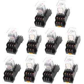 10pcs AC 380V Coil 4PDT 14 PIN RED LED الغرض من قاعدة المقبس W
