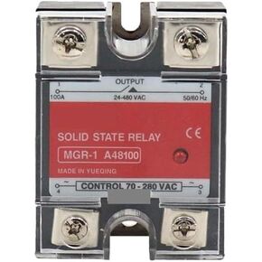 Solid State Relay MGR-1 A48100 SSR-100AA 100A 70-280VAC 24-480VAC AC-AC Single Phase Solid State Relay(MGR-1 A48100)