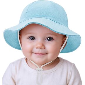 Century Star Seersucker Hats Baby Girls Sun Hats UPF 50+ for Infant Kids Toddler Adjustable Summer Beach Cap