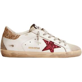 nesho White Leather Sneakers for Women Trendy Sequins Trainers Lace-up Low-top Sport Shoes