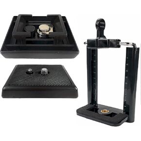 Tripod Quick Release Plate Parts Replacement for Vivitar VPT-120 VPT-240 VPT-360 Barska Deluxe AF10374 Celestron 93606 + Cell Phone Tripod Mount Adapter Compatible with iPhone