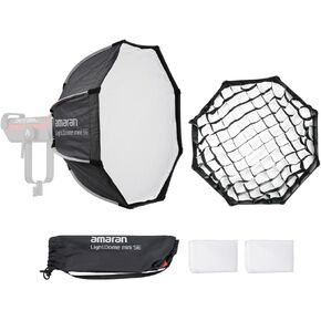 amaran Light Dome Mini SE Bowens Mount Octagonal Softbox with Quick Release Rod (Black) Bundle with amaran Light Dome Mini SE 45-Degree Light Control Grid (Black) (2 Items)