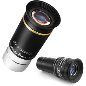 Astromania 1.25" 2.5mm 58-Degree Planetary Eyepiece - Bundle with - 66 Degree Ultra Wide 6mm
