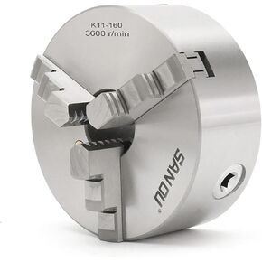 3 Jaw Metal Lathe Clamp Cartridge Chuck K11-160 6" 160mm Manual Self-Centering M8 for Grinding Machines Milling Machines