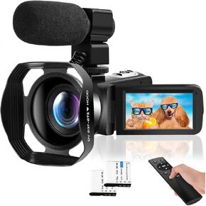 48MP 4K Camcorder Video Camera with Microphone Cap