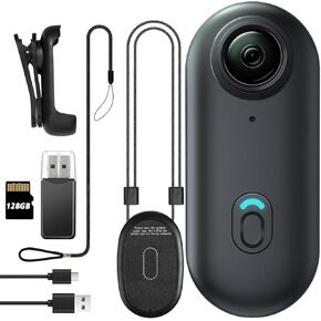 128GB FHD 1080P كاميرا جسم مصغرة ، كاميرا عمل يمكن ارتداؤها ، تسجيل خالي من اليدين للعمل والسفر والمشي للحيوانات الأليفة (أسود)