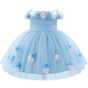 IBTOM CASTLE Toddler Baby Flower Girl Dress Wedding Pageant Formal Tulle Tutu Princess Birthday Party Gown