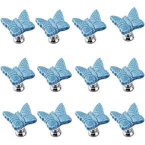 Cartoon Ceramic Knobs,Cute Drawer Handle,12PCS Red Cute Butterfly Porcelain Ceramic Door Knobs/Pull/Handle for Kitchen Cabinet Drawer Cupboard Chest,Vintage Dresser,Wardrobe & Kid's Children's Furnitu