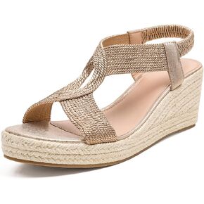 Women's Comfortable Wedges Heel Exposed Sandals, Bohemia Beach Sandals, Summer Lightweight Cross Strap Casual Sandals