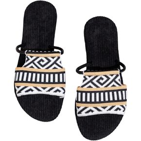 GORGLITTER Women's Boho Beach Sandals Dress Flats Open Toe Flip Flops Slides Shoes