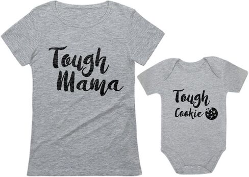 Tstars Tough Cookie Mommy and Me Matching Outfits Mothers Day Mom & Baby Shirts Set in Saudi Arabia