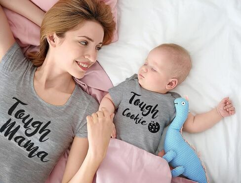 Tstars Tough Cookie Mommy and Me Matching Outfits Mothers Day Mom & Baby Shirts Set in Saudi Arabia