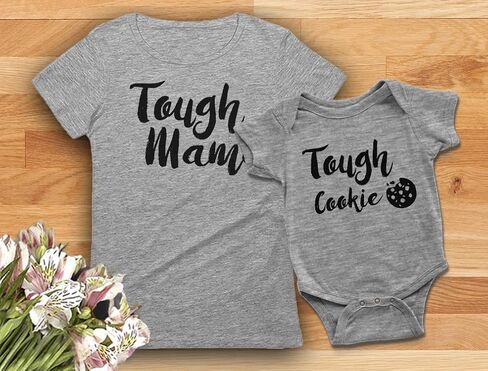 Tstars Tough Cookie Mommy and Me Matching Outfits Mothers Day Mom & Baby Shirts Set in Saudi Arabia