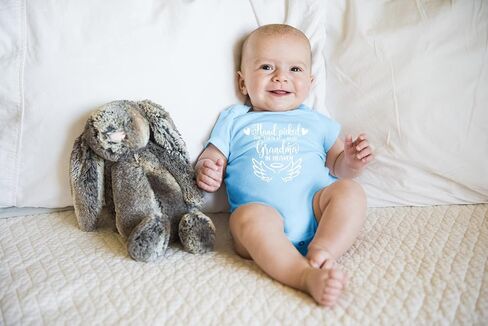 Belle Homie Hand Picked For Earth By Grandma In Heaven - Funny Baby Essentials Bodysuit - Newborn Boy Clothes in Kuwait