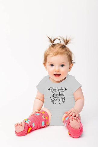 Belle Homie Hand Picked For Earth By Grandma In Heaven - Funny Baby Essentials Bodysuit - Newborn Boy Clothes in Kuwait