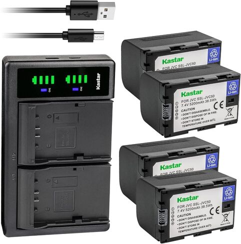 Kastar 2-Pack Battery and LTD2 USB Charger Replacement for JVC GY-HM600, GY-HM600E, GY-HM600EC, GY-HM620U, GY-HM650, GY-HM650U, GY-HM650SC, GY-HM660U, GY-HM660SC Cameras and DT-X Monitors in Saudi Arabia