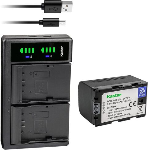 Kastar 2-Pack Battery and LTD2 USB Charger Replacement for JVC GY-HM600, GY-HM600E, GY-HM600EC, GY-HM620U, GY-HM650, GY-HM650U, GY-HM650SC, GY-HM660U, GY-HM660SC Cameras and DT-X Monitors in Saudi Arabia