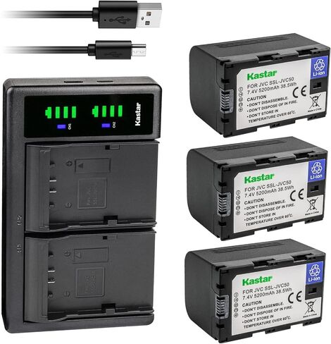 Kastar 2-Pack Battery and LTD2 USB Charger Replacement for JVC GY-HM600, GY-HM600E, GY-HM600EC, GY-HM620U, GY-HM650, GY-HM650U, GY-HM650SC, GY-HM660U, GY-HM660SC Cameras and DT-X Monitors in Saudi Arabia