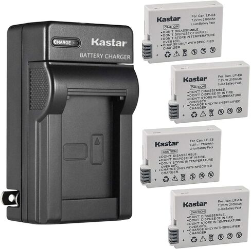 Kastar 1-Pack Battery and AC Wall Charger Replacement for Canon LP-E8 Battery, Canon LC-E8 LC-E8E Charger, Canon EOS 550D, EOS 600D, EOS 650D, EOS 700D, EOS Kiss X4, EOS Kiss X5, EOS Kiss X6 Cameras in Kuwait