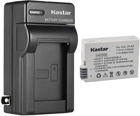 Kastar 1-Pack Battery and AC Wall Charger Replacement for Canon LP-E8 Battery, Canon LC-E8 LC-E8E Charger, Canon EOS 550D, EOS 600D, EOS 650D, EOS 700D, EOS Kiss X4, EOS Kiss X5, EOS Kiss X6 Cameras in Kuwait
