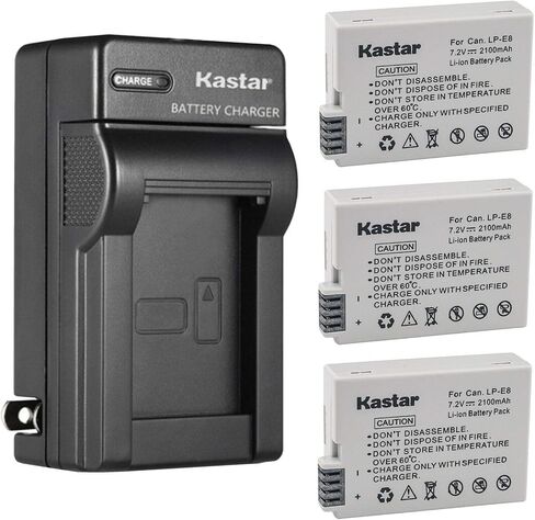 Kastar 1-Pack Battery and AC Wall Charger Replacement for Canon LP-E8 Battery, Canon LC-E8 LC-E8E Charger, Canon EOS 550D, EOS 600D, EOS 650D, EOS 700D, EOS Kiss X4, EOS Kiss X5, EOS Kiss X6 Cameras in Kuwait