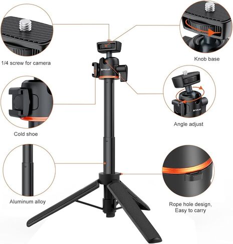Puluz Selfie Stick Trans for Action Cameras ، 20 "قابلة للتمديد ترايبود حامل مغناطيسي ، ملحقات مدونة مدونة ، مقبض الكاميرات الكاميرات in Saudi Arabia