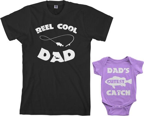 Threadrock Reel & Cutest Catch Infant Bodysuit & Men's T-Shirt Matching Set in Saudi Arabia