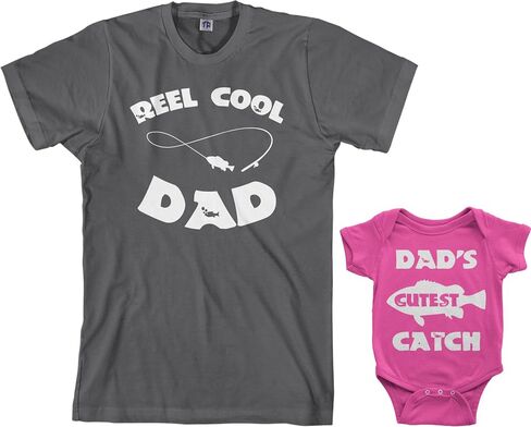 Threadrock Reel & Cutest Catch Infant Bodysuit & Men's T-Shirt Matching Set in Saudi Arabia