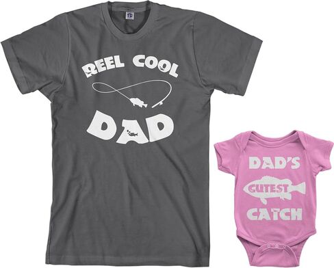 Threadrock Reel & Cutest Catch Infant Bodysuit & Men's T-Shirt Matching Set in Saudi Arabia
